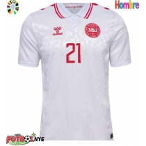 Camiseta Dinamarca Morten Hjulmand #21 Visitante Equipación Eurocopa 2024 manga corta